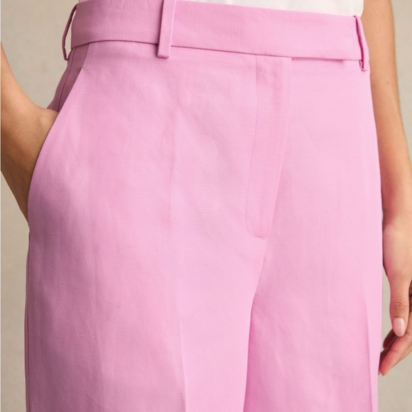 NWT Reiss Raine Tailored Pink Wide-Leg Linen Blend Trouser Pants - Picture 3 of 16